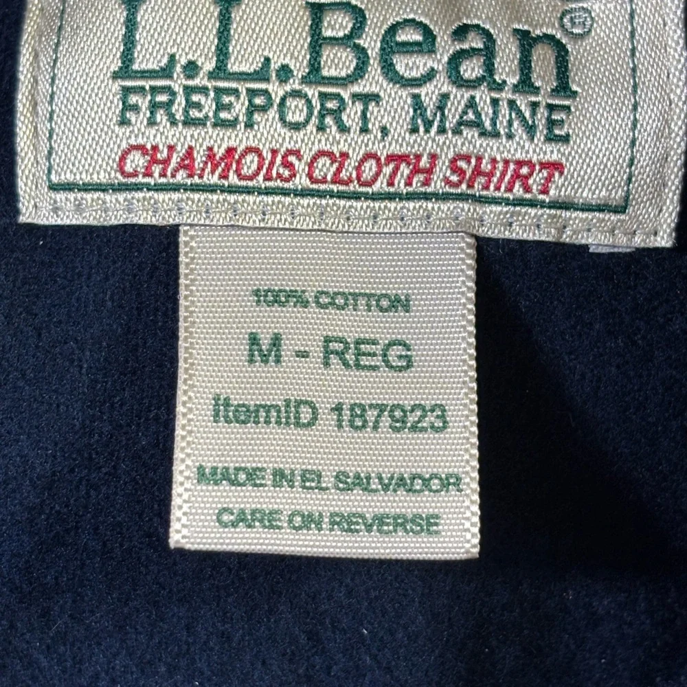 LL Bean Shirt Mens Medium Blue Navy Chamois Cloth Traditional Fit Flannel Shirt - Picture 6 of 9